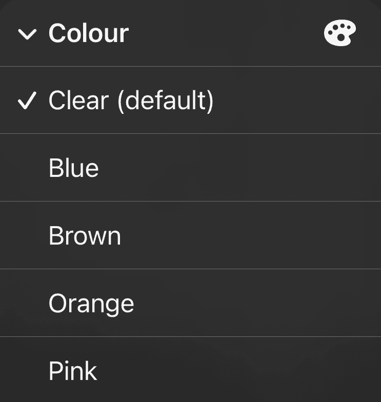 Colour screenshot, showing dark version