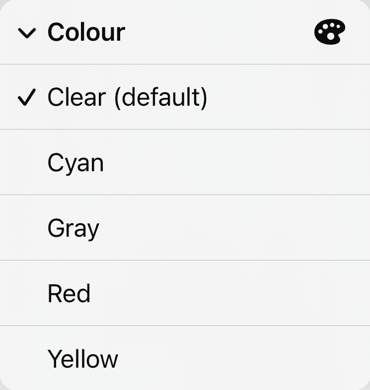 Colour screenshot, showing light version