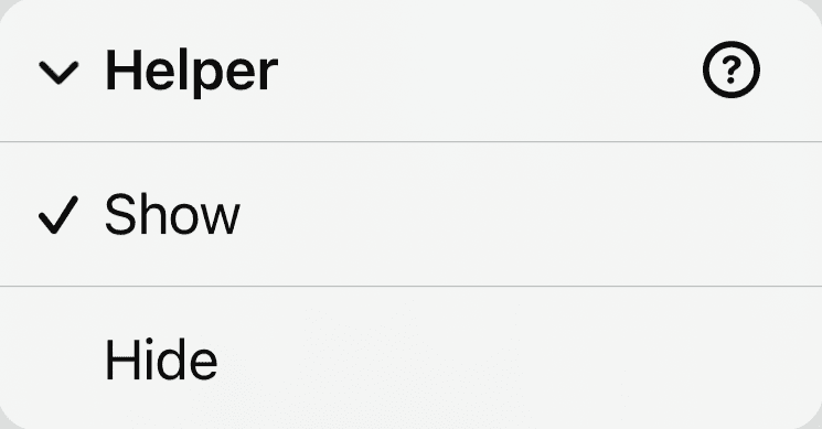 Helper screenshot, showing light version