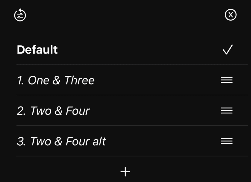 preset list screenshot, showing dark version