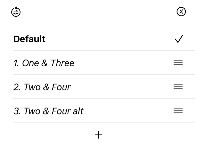preset list screenshot, showing light version
