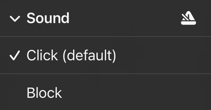 Sounds screenshot, showing dark version