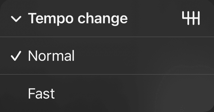Tempo Change screenshot, showing dark version