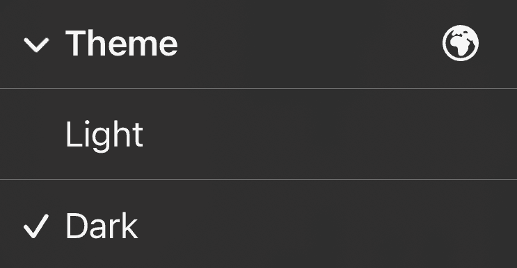 Theme screenshot, showing dark version